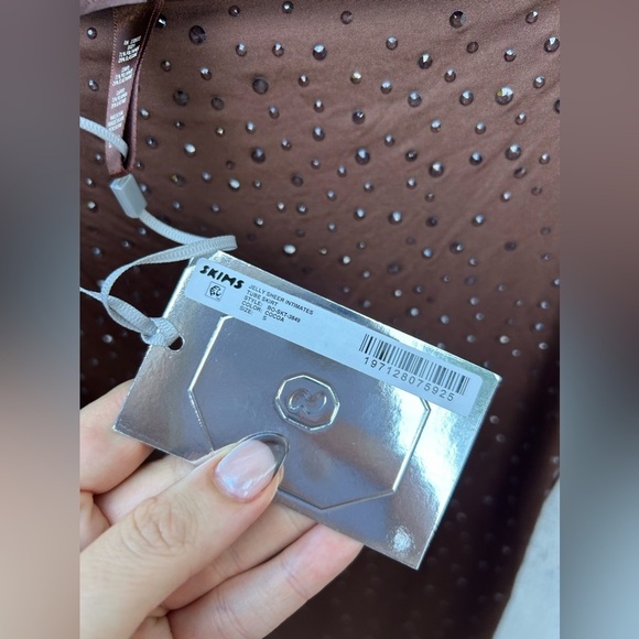 SKIMS X SWAROVSKI JELLY SHEER TUBE SKIRT in Cocoa New with Tag! - Picture 8 of 8